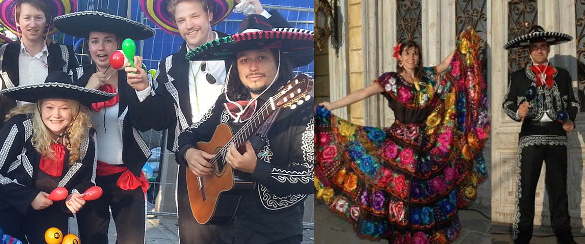 Mexicaanse dansgroep en live muziek